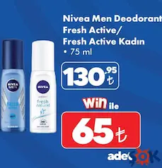 NİVEA MEN DEODORANT FRESH ACTİVE ERKEK / FRESH ACTİVE KADIN 75 ML